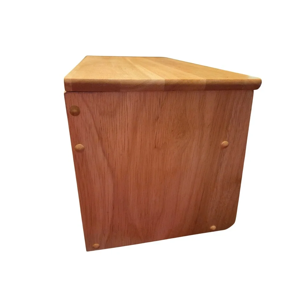 Preferred Stock Wooden Bread Box Kitchen Storage Natural Wood Carved Detail